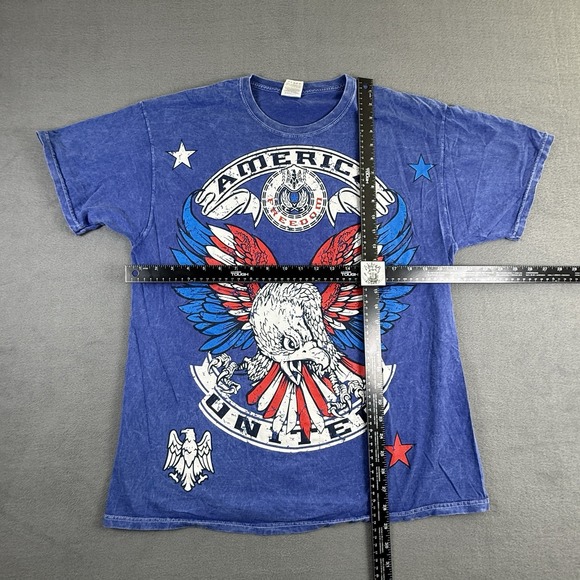 America United Freedom Y2K Graphic T -shirt XL Fruit Of The Loom Blue Eagle - Picture 2 of 7